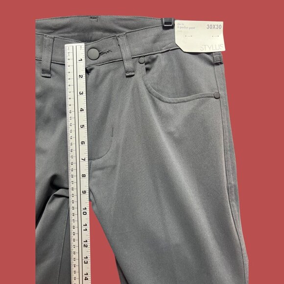 Stylus - 5 Pockets Men's Slim Fit Flat Front Pants - Gray - 30 x 30 - Picture 7 of 16